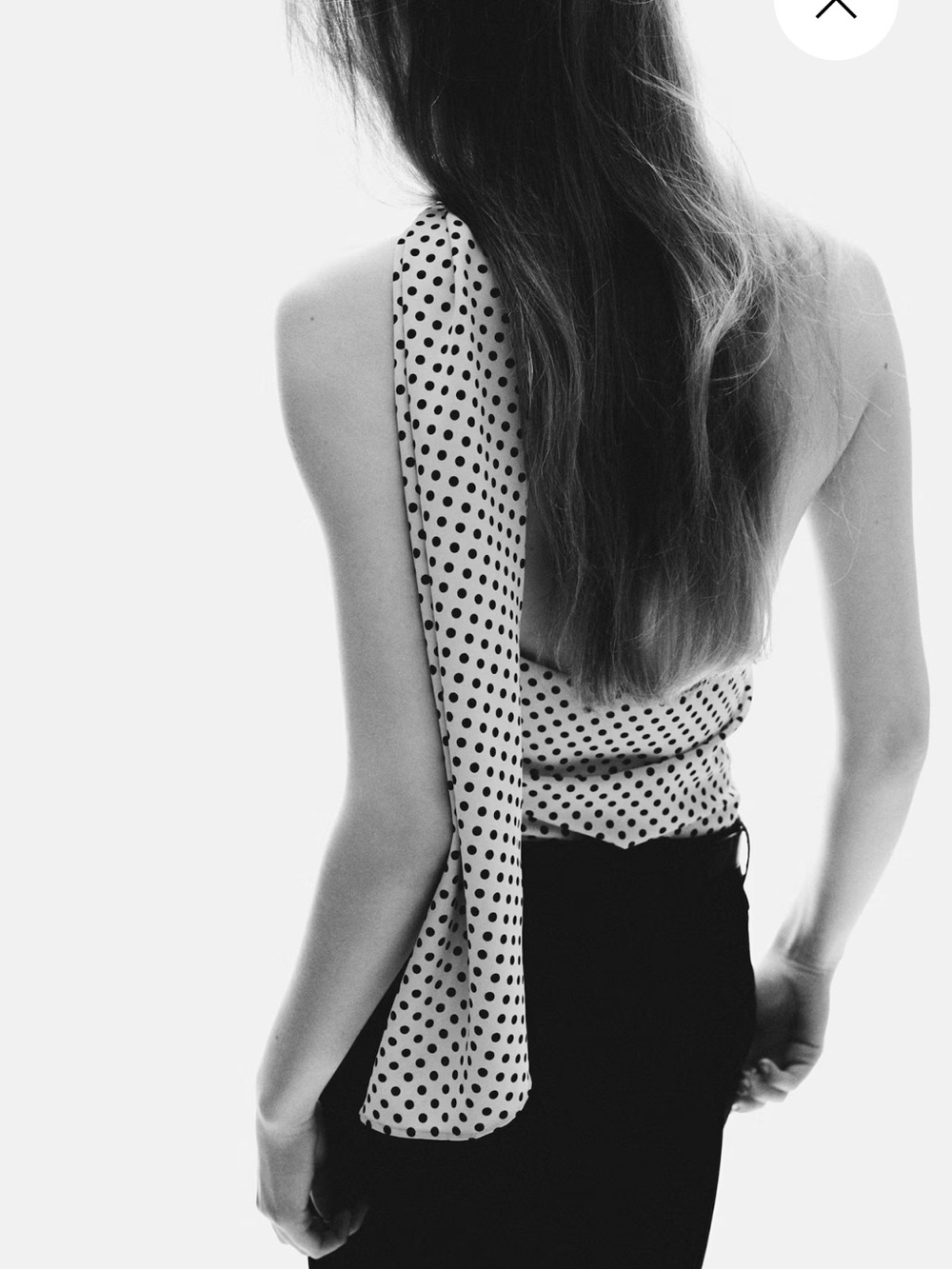 H&M Cream Polka Dot One-Shoulder Top with Black Dots - Picture 5 of 5